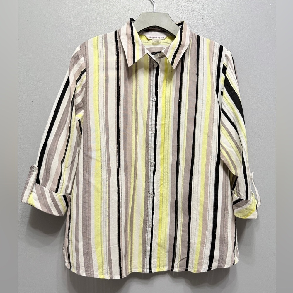 #1) 100% Cotton Striped Button-Up Shirt